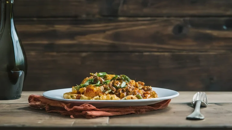 Plato de goulash húngaro casero.