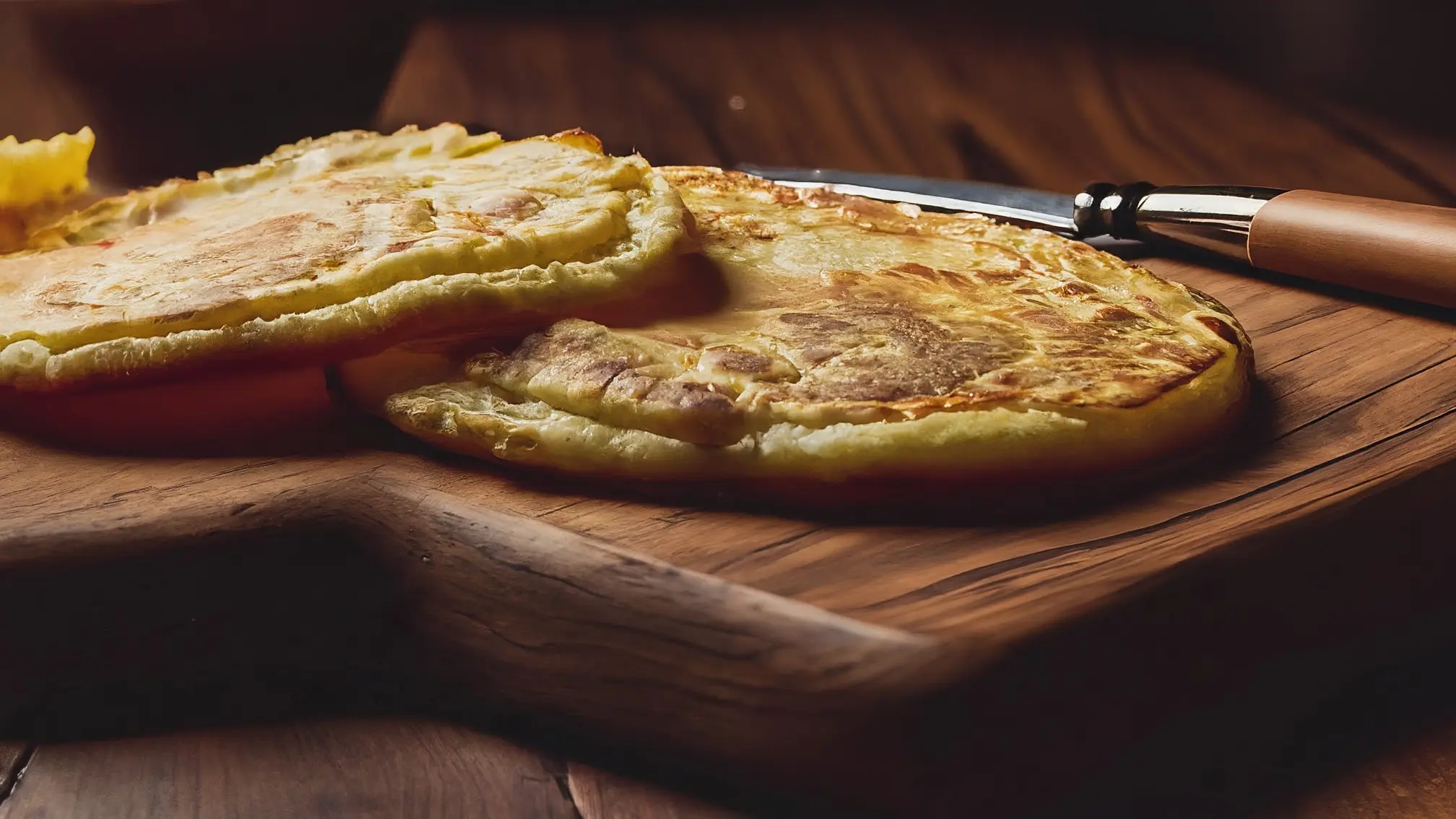 Tortilla de Calabacín Sin Gluten: Recetas y Variaciones para un Sabor Excepcional 1 Una sartén antiadherente con una tortilla de calabacín dorada recién hecha, sobre una mesa de madera rústica.